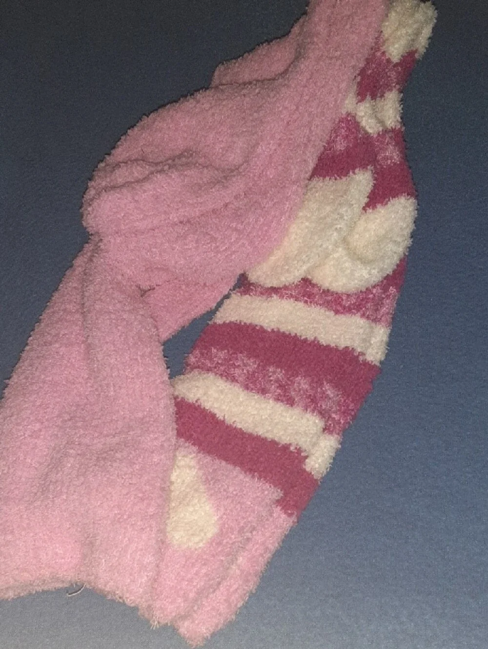 Plush Pink & White Striped Cozy Socks - Women's Fuzzy Lounge Socks